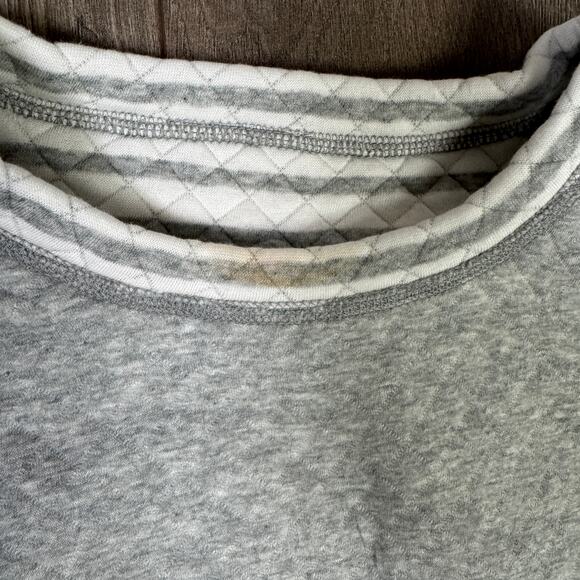 J.Crew Reversible Quilted Pullover Sweater WMNS M Heather Graphite Ivory Stripe - Picture 5 of 8